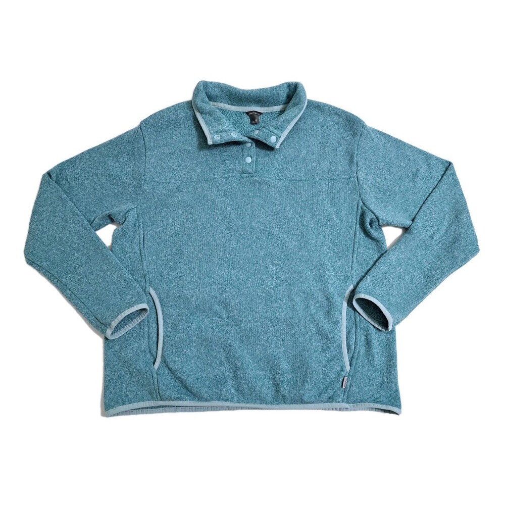 Eddie Bauer Pullover Fleece Jacket Sweater Women XL Aqua Turquoise Blue Green